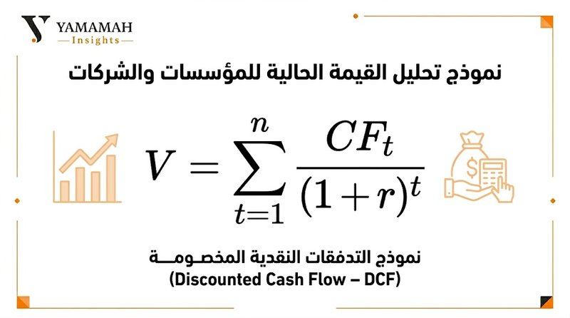 معادلة التدفقات النقدية المخصومة (DCF) المُستخدمة في الأسواق المالية لتقييم القيمة العادلة لشركات الذكاء الاصطناعي بناءً على توقعات أرباحها المستقبلية.